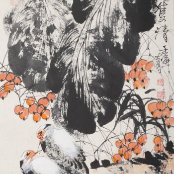 Painting titled "Double fresh 双清 （No…" by Dayou Lu, Original Artwork, Pigments