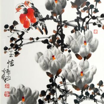 Painting titled "Pure white 玉洁 （No.F…" by Dayou Lu, Original Artwork, Pigments