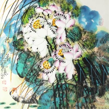 Painting titled "Fragrance of lotus…" by Dayou Lu, Original Artwork, Pigments