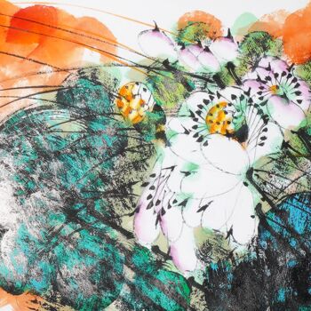 Painting titled "Peaceful in the lot…" by Dayou Lu, Original Artwork, Pigments