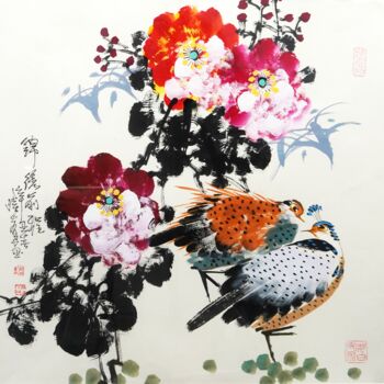 Schilderij getiteld "Bright future 锦绣前程…" door Dayou Lu, Origineel Kunstwerk, pigmenten