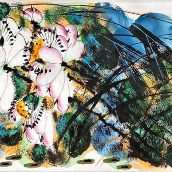 Schilderij getiteld "Zen mind in the pea…" door Dayou Lu, Origineel Kunstwerk, pigmenten