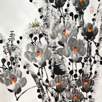 Schilderij getiteld "Fragrance of Magnol…" door Dayou Lu, Origineel Kunstwerk, pigmenten