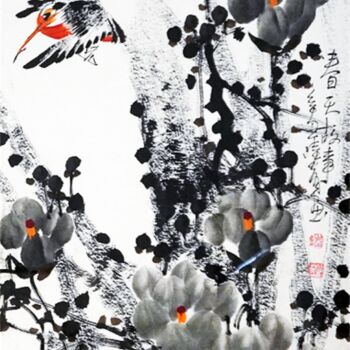 Pittura intitolato "Spring story 春天故事 （…" da Dayou Lu, Opera d'arte originale, pigmenti
