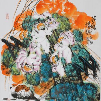 Painting titled "Fun in the fresh lo…" by Dayou Lu, Original Artwork, Pigments