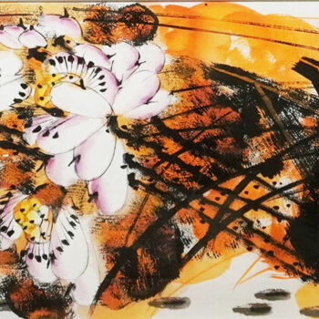 Malerei mit dem Titel "Fragrance of lotus…" von Dayou Lu, Original-Kunstwerk, Pigmente