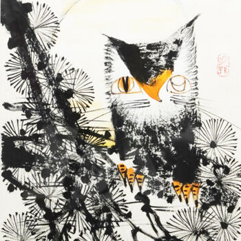 「Hazy moon 月朦胧 （No.F…」というタイトルの絵画 Dayou Luによって, オリジナルのアートワーク, 顔料
