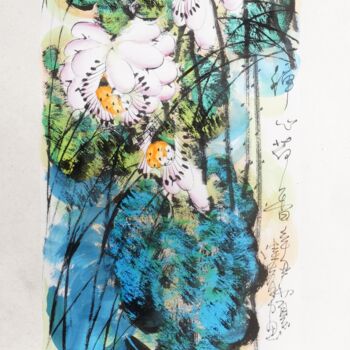 Schilderij getiteld "Fragrance of lotus…" door Dayou Lu, Origineel Kunstwerk, pigmenten