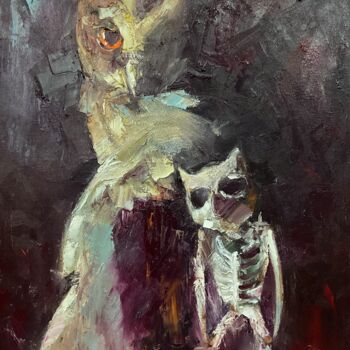 Pittura intitolato "OWL" da Dazhao Su, Opera d'arte originale, Olio