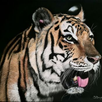 Painting titled "Tiger - Original Pa…" by Deimante Bruzguliene, Original Artwork, Pastel