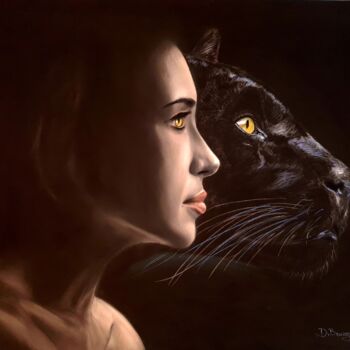 Dessin intitulée "Panthera - Original…" par Deimante Bruzguliene, Œuvre d'art originale, Crayon