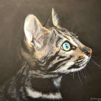 Malerei mit dem Titel "Cat Original Large…" von Deimante Bruzguliene, Original-Kunstwerk, Pastell