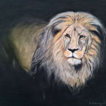 Pintura intitulada "Lion Original Large…" por Deimante Bruzguliene, Obras de arte originais, Pastel