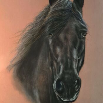 Painting titled "Horse Original Larg…" by Deimante Bruzguliene, Original Artwork, Pastel