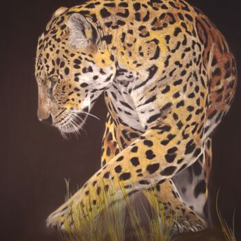 Pintura intitulada "Leopard Chincha - O…" por Deimante Bruzguliene, Obras de arte originais, Lápis