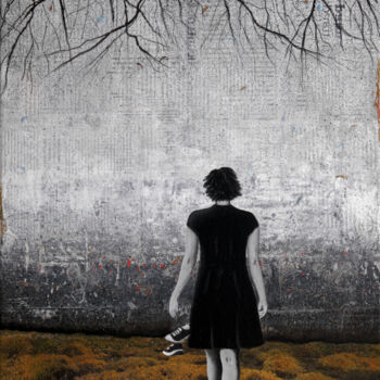 Malerei mit dem Titel "WALKING BAREFOOT" von Db Waterman, Original-Kunstwerk, Acryl Auf Keilrahmen aus Holz montiert