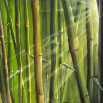 Peinture intitulée "Bambus" par Dieter Bauer, Œuvre d'art originale, Huile