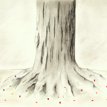 Drawing titled "Autumn Tree" by Domeric, Original Artwork, Pencil