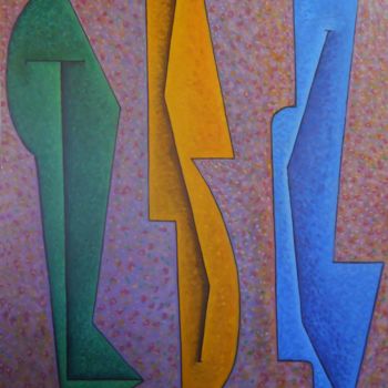 Painting titled "tres-en-contrapunto…" by Daniel Jorge Castro Cuccuini, Original Artwork