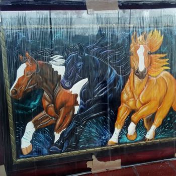 Pintura titulada "caballos" por Julian Navas, Obra de arte original, Oleo
