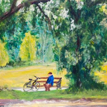 Painting titled "Man Resting with Bi…" by Digby Chacksfield, Original Artwork, Acrylic