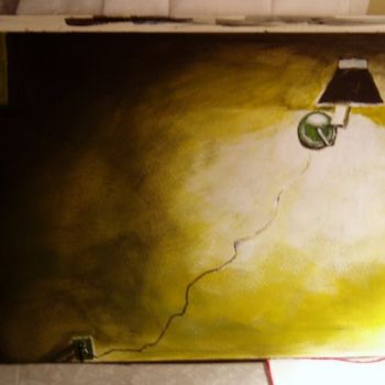 Painting titled "Lamp on yellow wall" by David Craft, Original Artwork