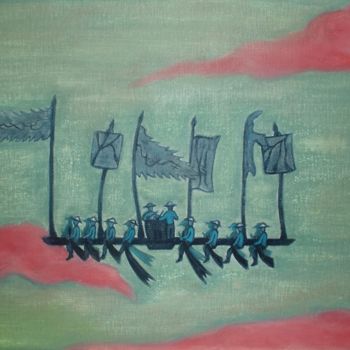 Malerei mit dem Titel "Mid flight" von Ariel Velez, Original-Kunstwerk, Öl