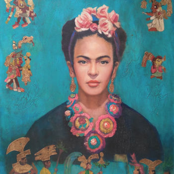 Malerei mit dem Titel "Homenaje a frida" von Danco, Original-Kunstwerk, Öl