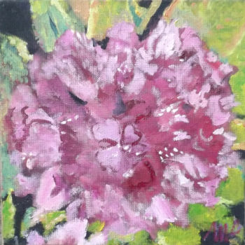 Painting titled "hortensia" by Mchris, Original Artwork, Oil Mounted on Wood Stretcher frame