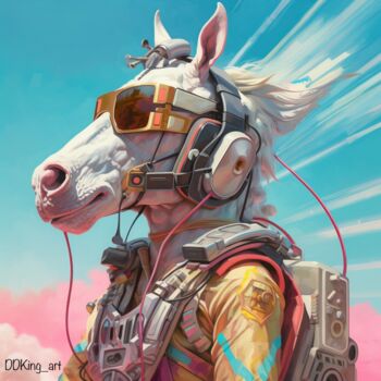 Arts numériques intitulée "Space Horse" par Ddking, Œuvre d'art originale, Peinture numérique
