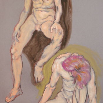Disegno intitolato "amos" da Luc De Blick, Opera d'arte originale, Carbone
