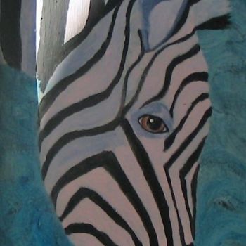 Painting titled "Drieluik "Roze zebr…" by Mars-Art, Original Artwork, Acrylic