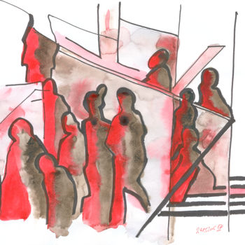 Painting titled "rush hour_27052015" by Dea Lieotto, Original Artwork, Watercolor