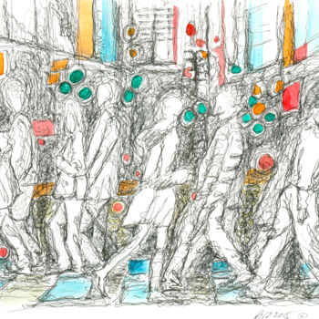 Rysunek zatytułowany „Road crossing, 6 Fe…” autorstwa Dea Lieotto, Oryginalna praca, Marker
