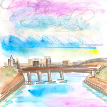 Painting titled "The bridge. Day 4 N…" by Dea Lieotto, Original Artwork, Watercolor