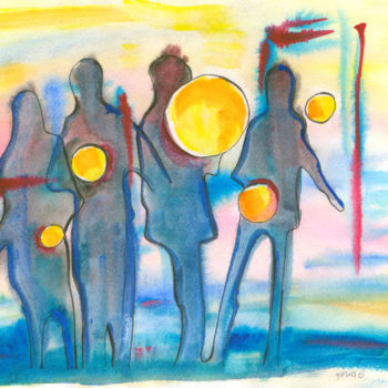 Painting titled "A game of light, 9…" by Dea Lieotto, Original Artwork, Watercolor