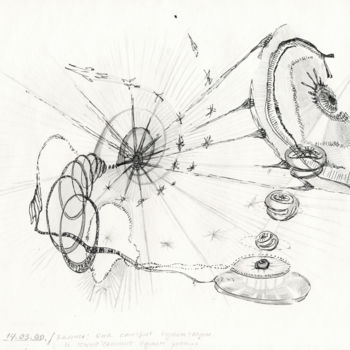 Disegno intitolato "Sounds and tones.14…" da Dea Lieotto, Opera d'arte originale, Biro