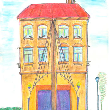 Painting titled "House with strings.…" by Dea Lieotto, Original Artwork, Watercolor