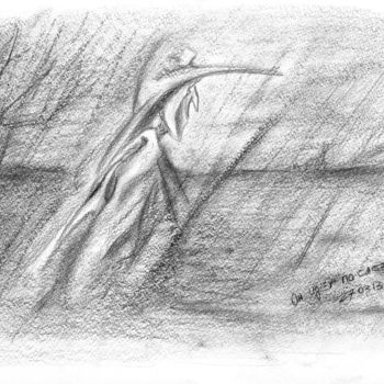Drawing titled "The wanderer going…" by Dea Lieotto, Original Artwork, Charcoal