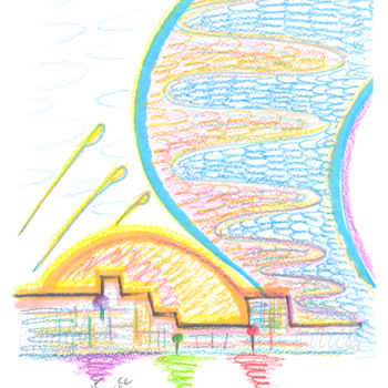 Disegno intitolato "Weather. The bridge…" da Dea Lieotto, Opera d'arte originale, Pennarello