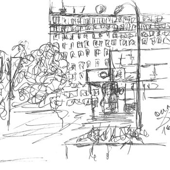 Drawing titled "Oka's hotel. Nizhny…" by Dea Lieotto, Original Artwork, Ballpoint pen