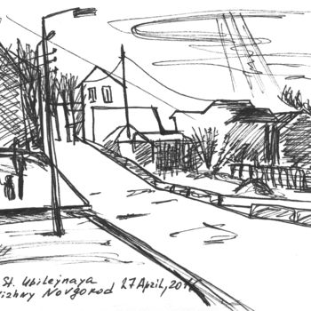 Tekening getiteld "Ubileinaya Street,…" door Dea Lieotto, Origineel Kunstwerk, Balpen