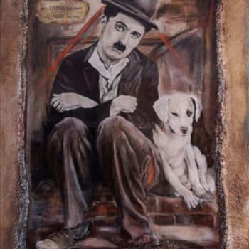 Schilderij getiteld "Charly Chaplin" door Deana Lassooy, Origineel Kunstwerk, Acryl