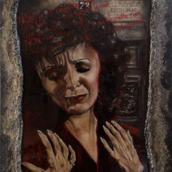 Painting titled "Edith Piaf" by Deana Lassooy, Original Artwork, Acrylic