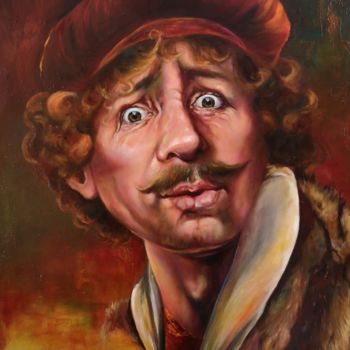 Schilderij getiteld "Rembrandt 1" door Deana Lassooy, Origineel Kunstwerk, Olie