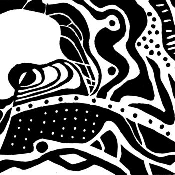 Gravures & estampes intitulée "Sea Monster" par Deanna Che Lyn, Œuvre d'art originale, Linogravures