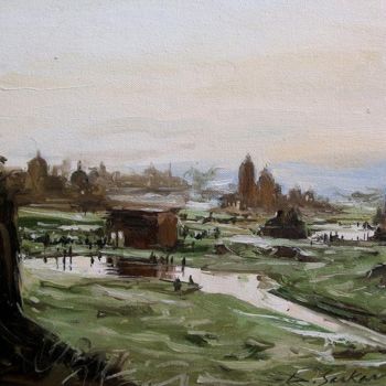 Painting titled "Landscape" by Debabrata Sarkar, Original Artwork