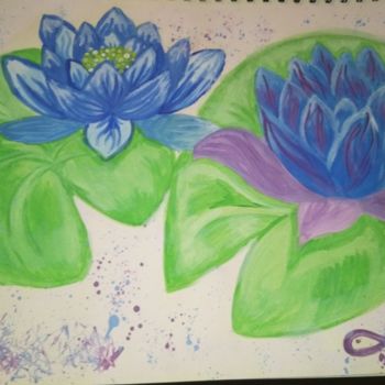 Painting titled "Lotus" by Créateur, Original Artwork, Watercolor