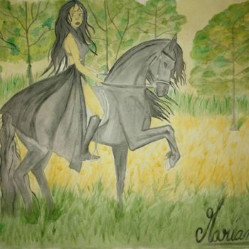 Painting titled "Black Horse" by Créateur, Original Artwork, Acrylic