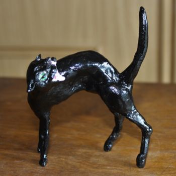 Sculpture titled "The Witch's Cat" by Deborah Pain, Original Artwork, Clay